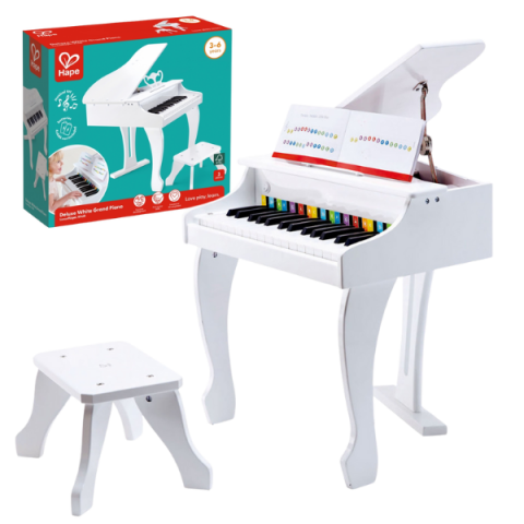 Instrument muzical pentru copii – Pian alb cu scaun Hape, 30 clape, 50×52×60 cm [11]