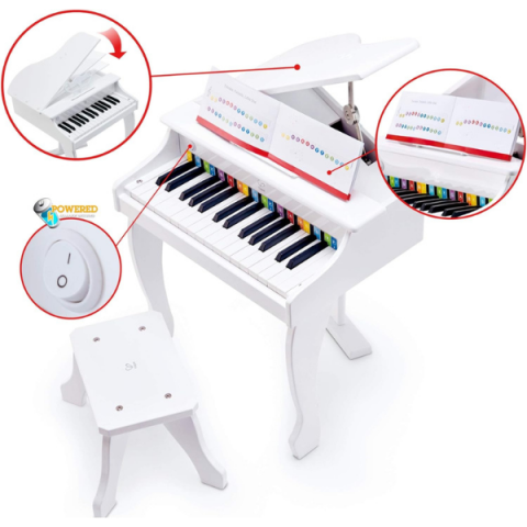 Instrument muzical pentru copii – Pian alb cu scaun Hape, 30 clape, 50×52×60 cm [6]