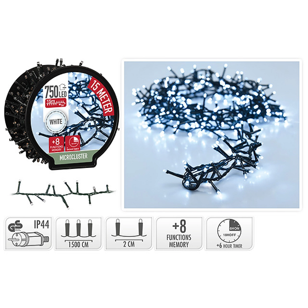 Дом и сад - Гирлянда «Змея» 750 LED Холодный белый 15 м, 8 режимов + Таймер – Современная магия Нового года!