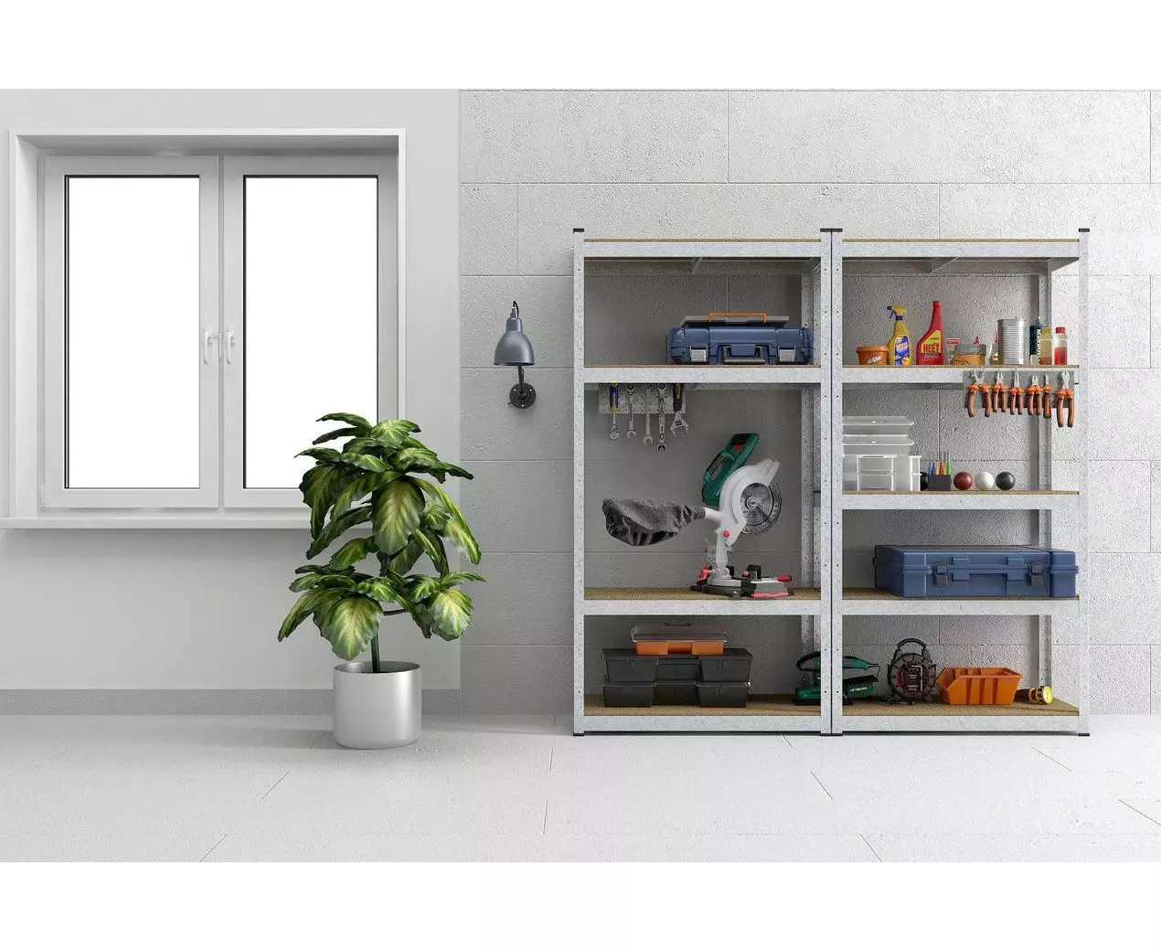 Raft metalic de depozitare Nex Budget 1800x600x400 mm – 5 rafturi MDF pentru organizare eficientă [6]
