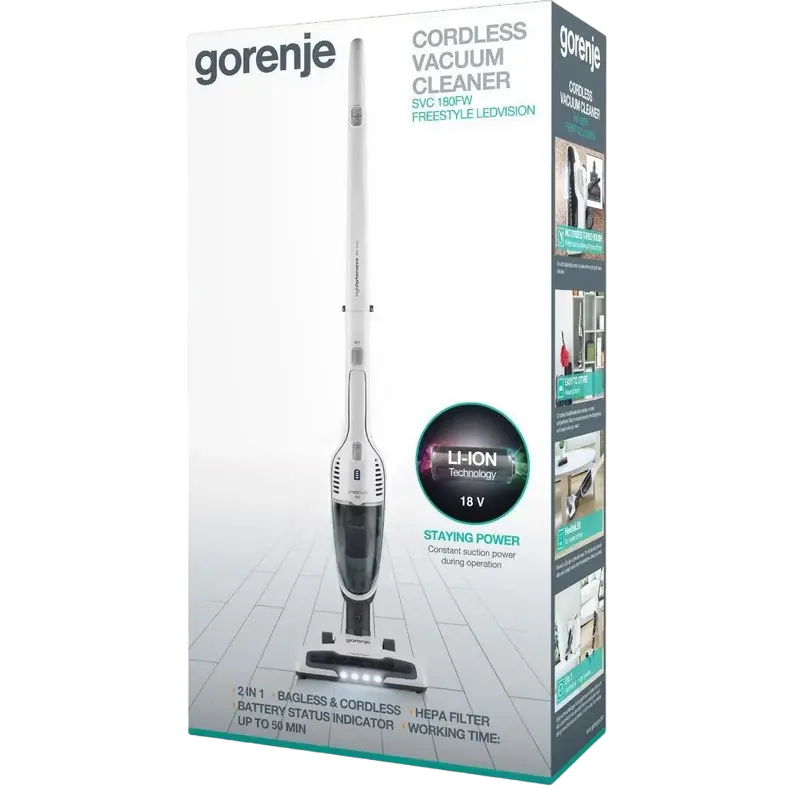Вертикальный пылесос Gorenje SVC180FW, Белый [2]