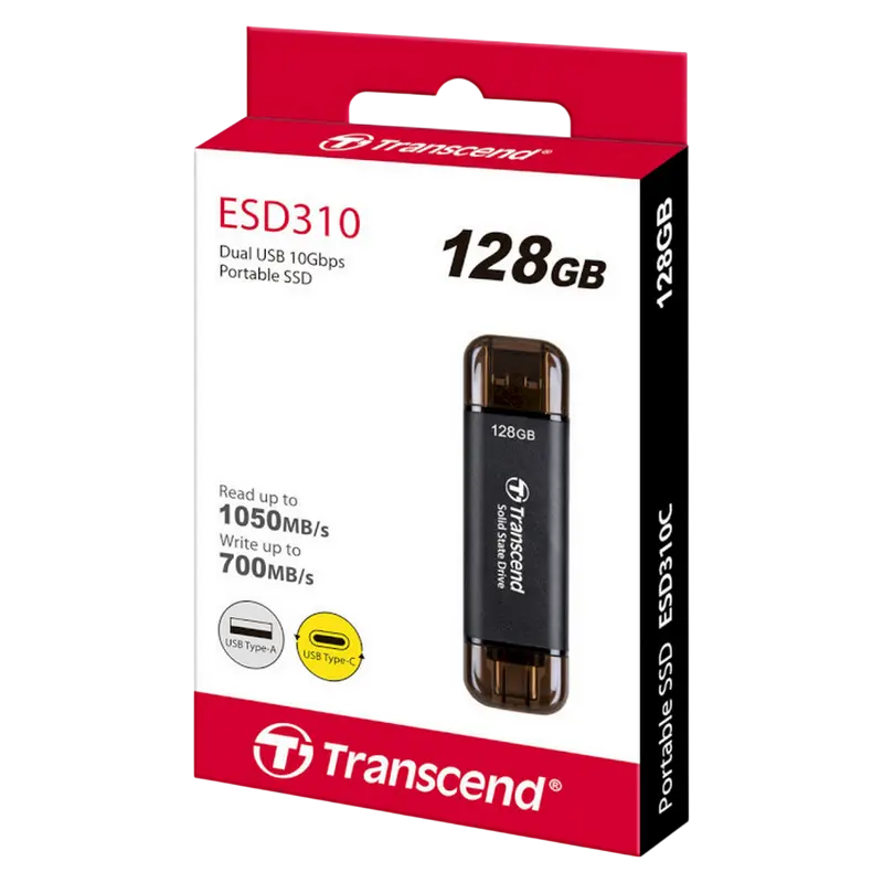 Внешний портативный SSD Transcend ESD310C, 128 ГБ, Черный (TS128GESD310C) [2]