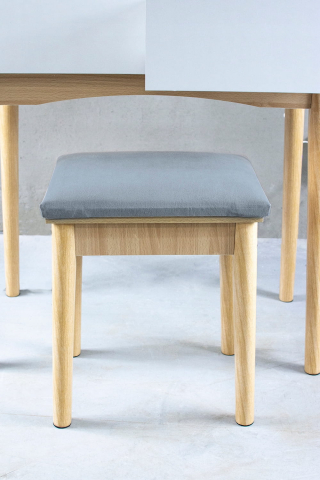 Masă de toaletă cu oglindă LED și taburet gri – eleganță și funcționalitate în dormitorul tău [6]