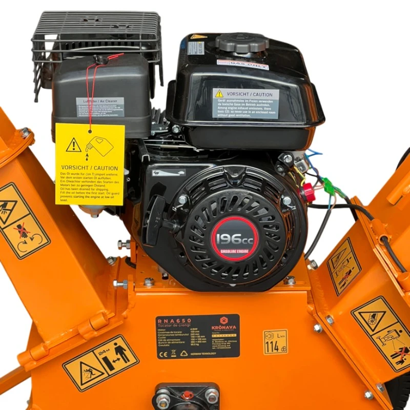 Tocător de crengi pe benzină Kronava RNA650 – 4000 W, 4 timpi, diametru tocare 100 mm – Putere și independență totală pentru grădină, livadă sau șantier! [15]