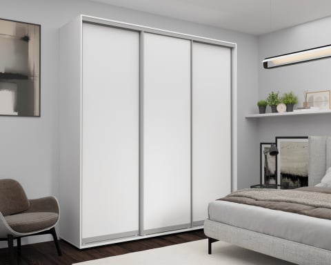 Mobilier - Dulap cu uși glisante Nex Home Alb 220×60×240 cm – Lumină, spațiu și ordine perfectă în dormitor