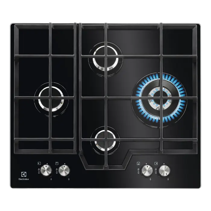 Electrocasnice - Plită pe Gaz Incorporabilă Electrolux KGG6456K, Sticlă Neagră cu Arzător Coroană Dublă
