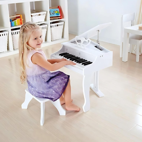 Instrument muzical pentru copii – Pian alb cu scaun Hape, 30 clape, 50×52×60 cm [9]