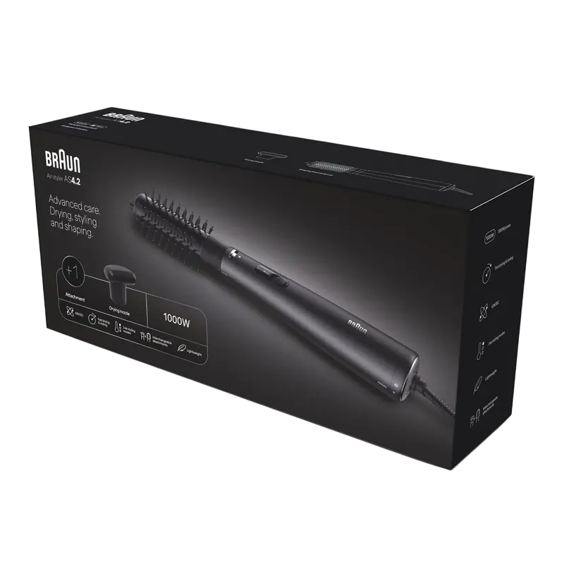Uscător de păr-perie Braun AS4.2, 1000W, Negru [1]