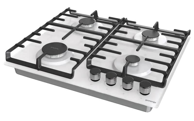Plită pe Gaz Incorporabilă Gorenje GT 642 SYW, Sticlă Albă cu Grătare din Fontă [1]