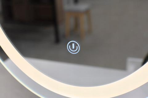 Masă de toaletă cu oglindă LED și taburet gri – eleganță și funcționalitate în dormitorul tău [7]