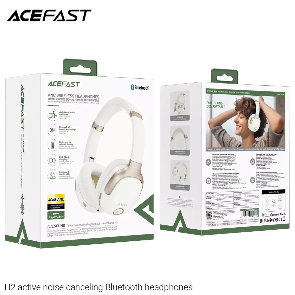 Căști Bluetooth H2 cu Anulare Activă a Zgomotului – Confort Suprem și Sunet Premium [5]