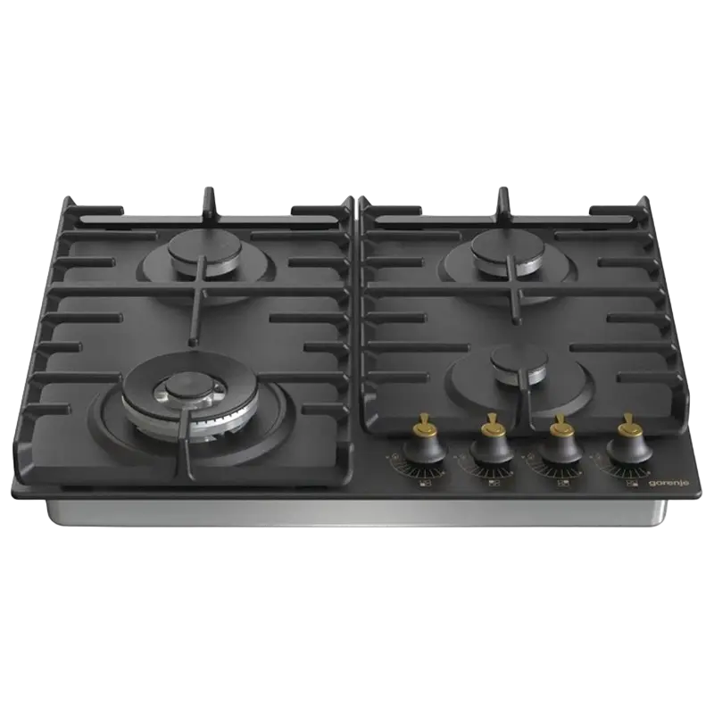 Plită pe Gaz Incorporabilă Gorenje GW 642 CLB, Inox Negru cu Arzător WOK [1]