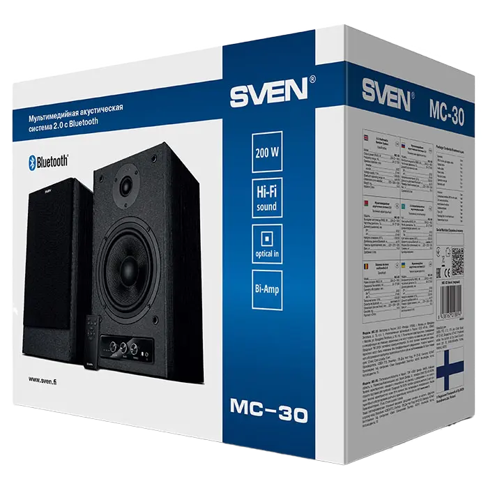 Компьютерные Колонки 2.0 SVEN MC-30 – 200W, Bluetooth, Пульт ДУ, MDF, Черные [5]
