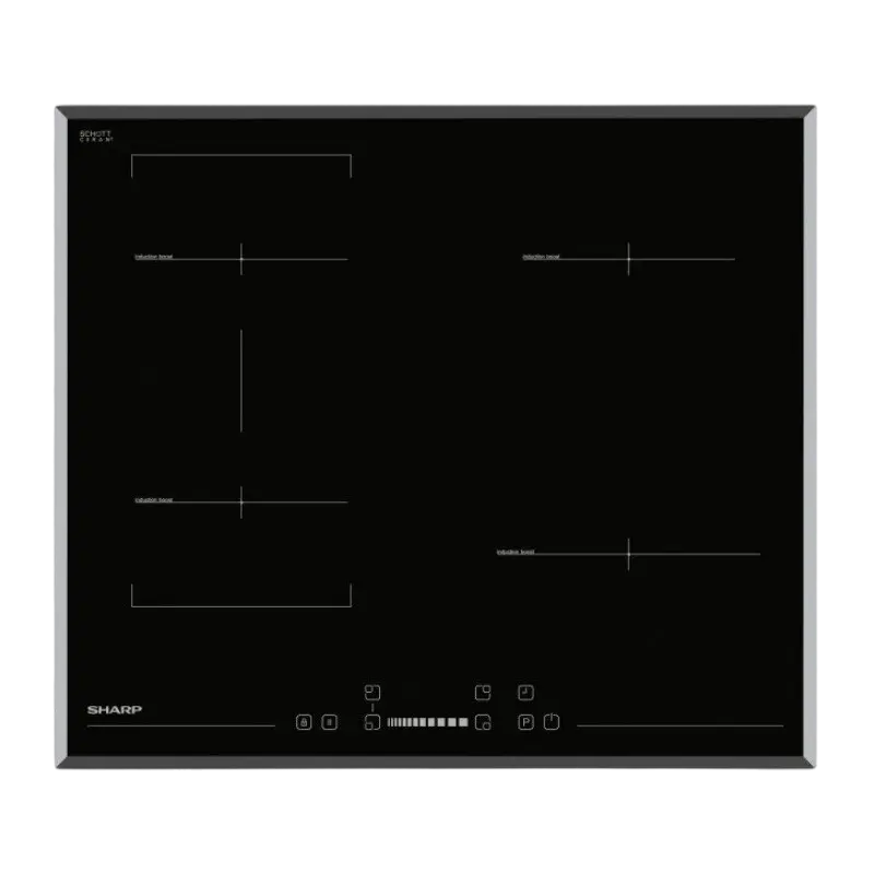 Бытовая техника - Индукционная Варочная Панель Sharp KH6I27CS00EU, Черная Стеклокерамика с Функцией Объединения Конфорок (Bridge) и Поддержания Тепла