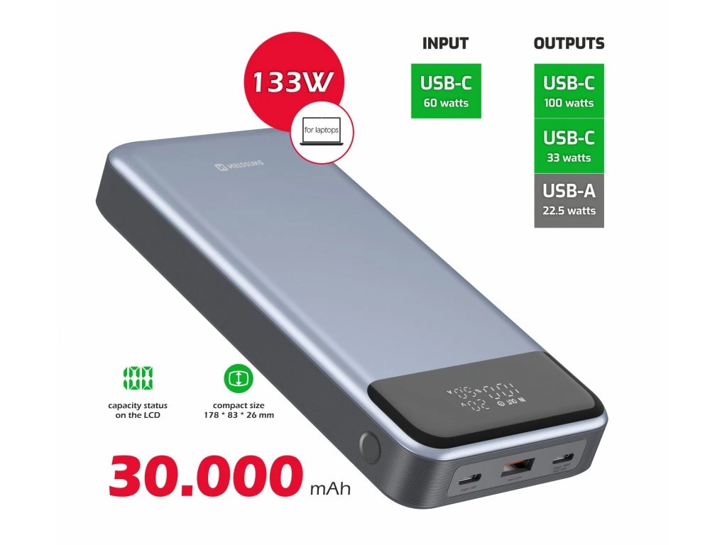 Swissten Powerbank 30 000 mAh 133W – Putere și Versatilitate [4]