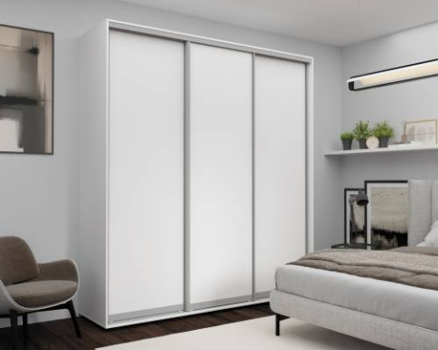 Мебель - Шкаф с раздвижными дверями Nex Home – ДСП, белый 200x60x240 см – Простор и современный дизайн