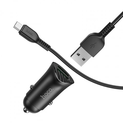 Incarcatoare auto - HOCO Z39 Farsighted dual port QC3.0 Car charger set (Micro)
