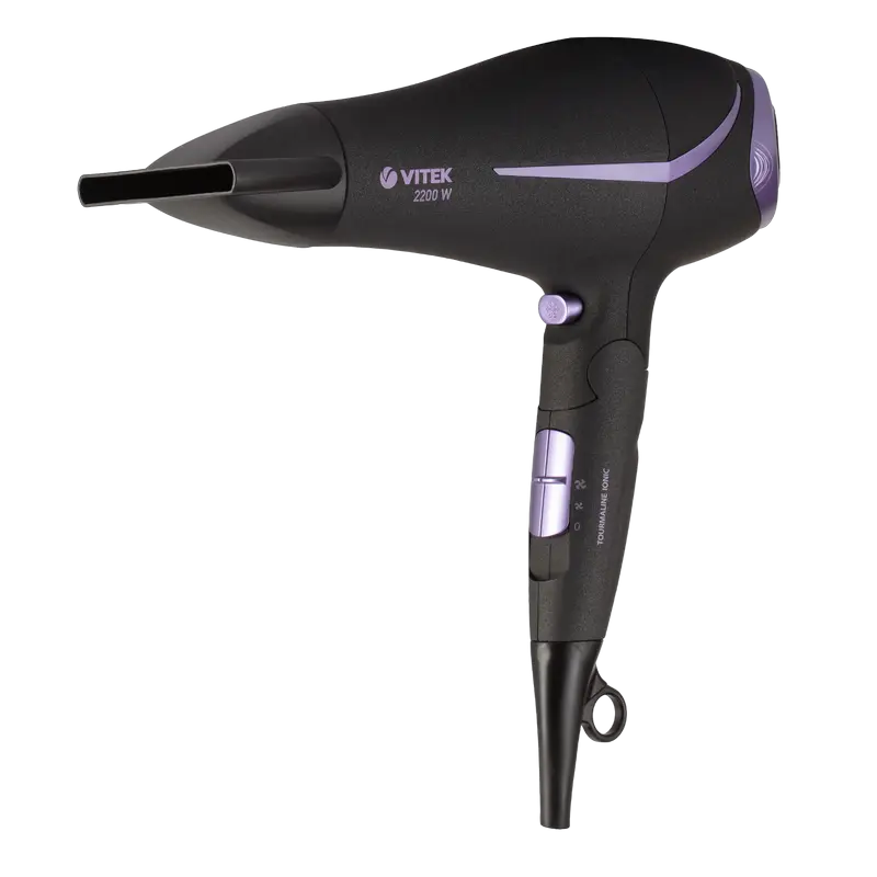 Бытовая техника - Фен для волос VITEK VT-8207, 2200 Вт, Черный | Фиолетовый