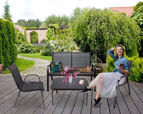 Set mobilier de grădină FIESTA Negru – eleganță modernă și confort pentru relaxare în aer liber [1]