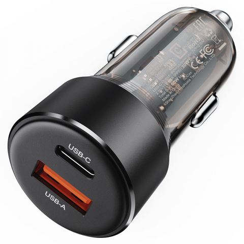Электроника - Автомобильное зарядное устройство B12 60W (USB-A + USB-C) – Максимум мощности в компактном корпусе!