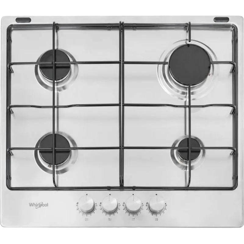 Газовые плиты - Встраиваемая Газовая Варочная Панель Whirlpool TKRL 650 IX, Нержавеющая Сталь с Чугунными Решетками