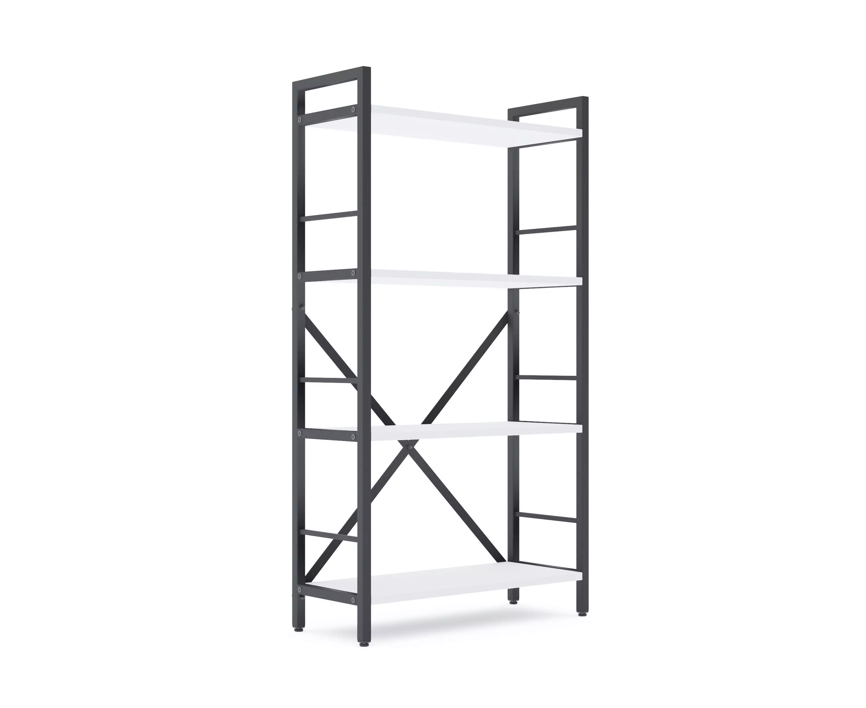 Rafturi pentru bucatarie - Металлический стеллаж Nex Loft 1100x600x240 мм, 4 полки, ДСП, Антрацит/White Snow – современный дизайн и высокая функциональность