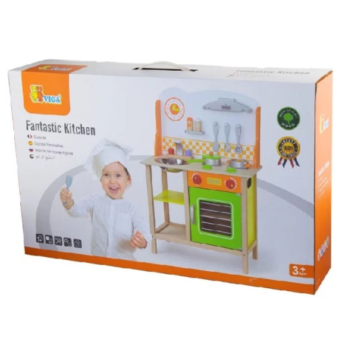 Bucătărie din lemn cu accesorii și culori fantastice VIGA – Joacă creativă pentru micii bucătari [2]