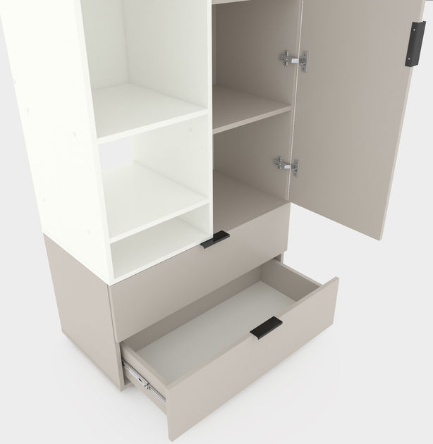 Dulap cu uși batante Nex Home A001L, 800x420x2300 mm, White Snow/Cashmere [2]