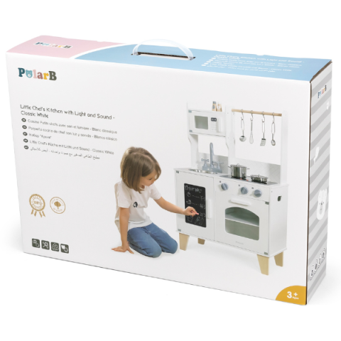 Bucătărie din lemn cu accesorii, lumină și sunet, albă – Viga PolarB [9]