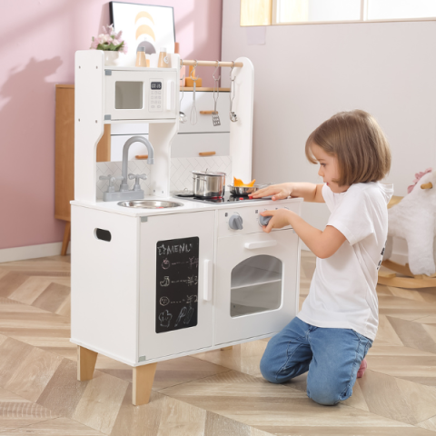 Bucătărie din lemn cu accesorii, lumină și sunet, albă – Viga PolarB [4]
