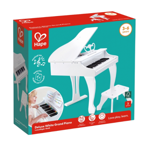 Instrument muzical pentru copii – Pian alb cu scaun Hape, 30 clape, 50×52×60 cm [10]