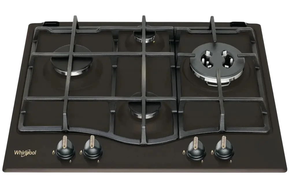 Газовые плиты - Встраиваемая Газовая Варочная Панель Whirlpool GMT 6422 AN, Черная Эмаль с Конфоркой Двойная Корона