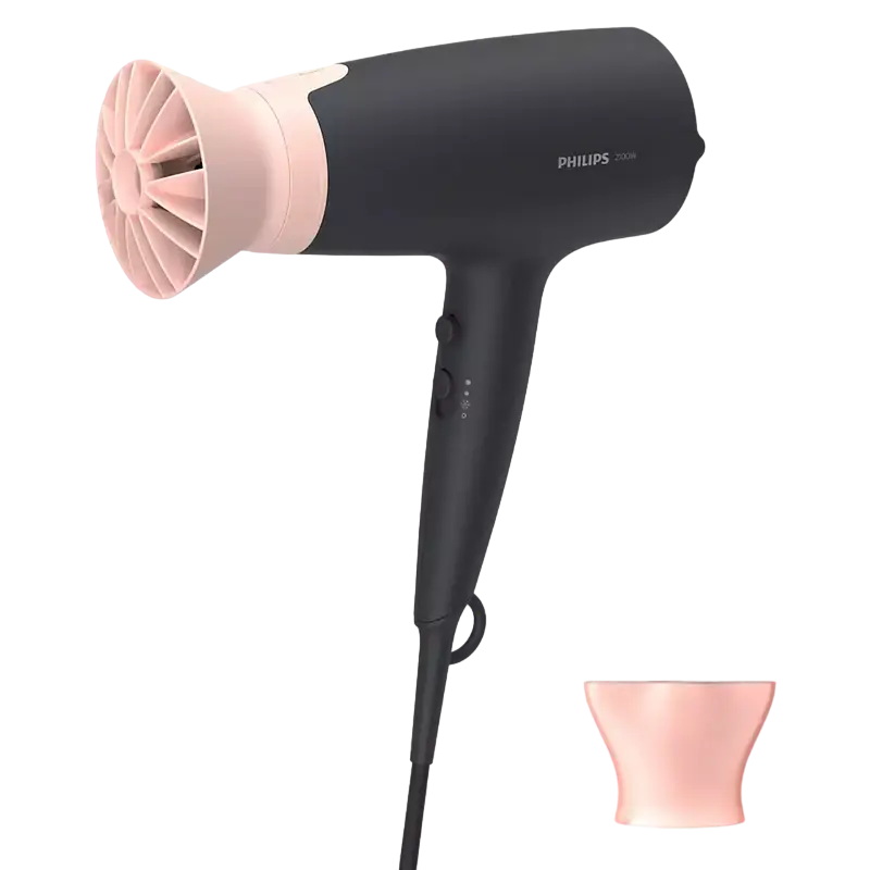 Electrocasnice - Uscător de păr Philips BHD350/10, 2100 W, Negru | Roz