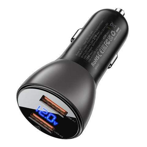 Электроника - Автомобильное зарядное устройство B7 45W (2x USB-A) – Прозрачный стиль и быстрая зарядка