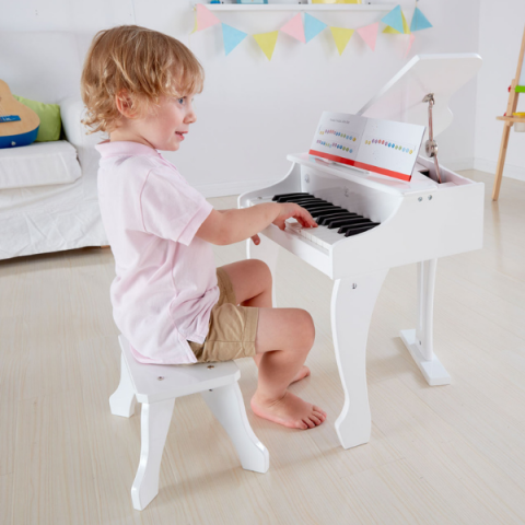 Instrument muzical pentru copii – Pian alb cu scaun Hape, 30 clape, 50×52×60 cm [2]
