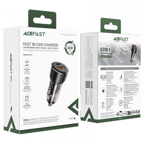 Автомобильное зарядное устройство B12 60W (USB-A + USB-C) – Максимум мощности в компактном корпусе! [5]