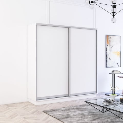Mobilier - Dulap Fox uși glisante din PAL (200x60x200H cm) Alb