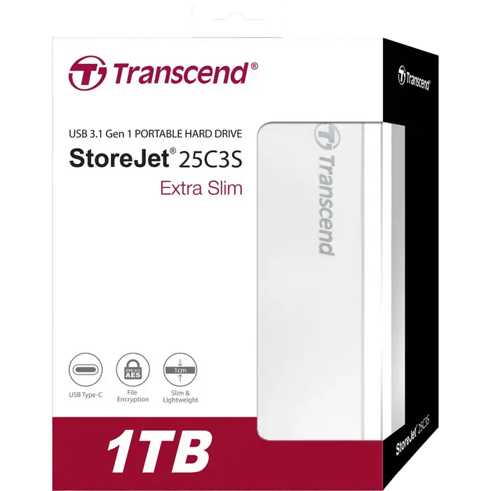 Внешний портативный HDD Transcend StoreJet 25C3S, 1 ТБ, Серебристый (TS1TSJ25C3S) [1]