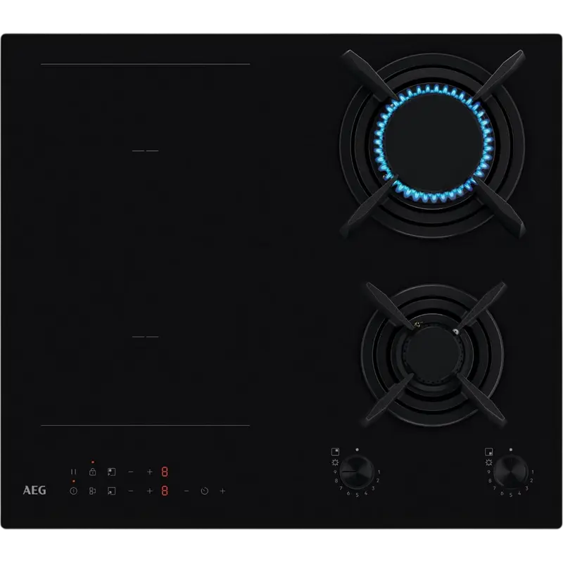 Бытовая техника - Комбинированная Варочная Панель AEG HDB64623NB, Черный (2 Индукции + 2 Газа)