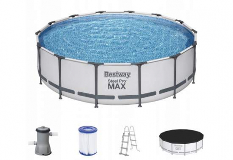 Sport și Agrement - Piscină cu Cadru Bestway 56950 Steel Pro Max – 427 x 107 cm, cu Filtru și Tentuță