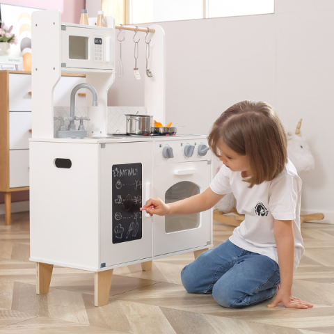 Bucătărie din lemn cu accesorii, lumină și sunet, albă – Viga PolarB [3]