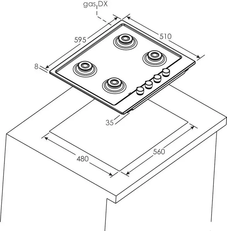 Встраиваемая Газовая Варочная Панель Candy CHG6BF4WPBB, Черное Стекло с Конфоркой Двойная Корона [2]