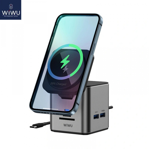 Stație de Andocare 9-in-1 Wi-W025, Gri – Conectivitate Avansată și Încărcare Rapidă [1]