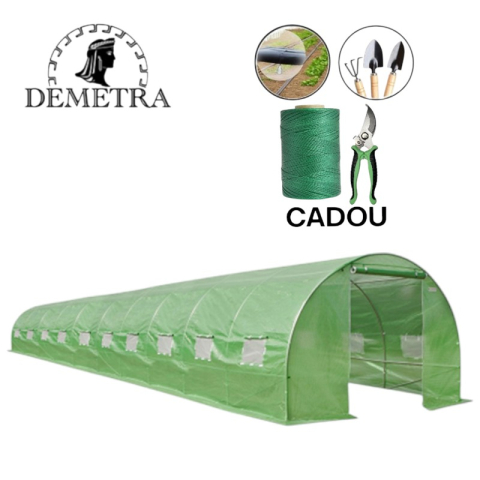 Casa și grădina - Seră de grădină Demetra 10×4×2.5 m (40 m²) – Model GIGANT ULTRA-PROFESIONAL cu folie armată 240 g/m² + CADOU COMPLET