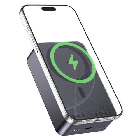 Магнитный пауэрбанк HOCO J160B Original 20000mAh, PD20W, беспроводная зарядка 15W, Черный – мощность без проводов и ограничений! [3]