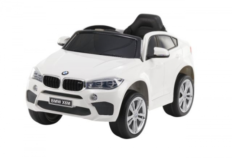Игрушки - Детский электромобиль BMW X6M белый – 2 мотора по 45Вт, аккумулятор 12V/7Ah, кожаное сиденье, мягкие колёса EVA, пульт, размер 117x74x60 см