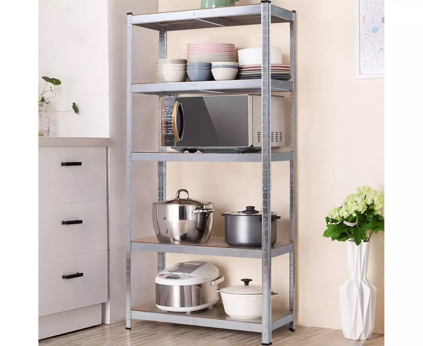 Raft metalic de depozitare Nex Budget 1800x600x400 mm – 5 rafturi MDF pentru organizare eficientă [4]