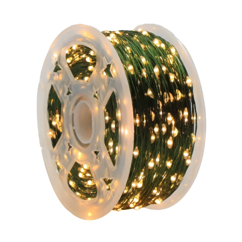 Новогодний декор - Медная гирлянда Copper Christmas Lights – 50 м, 500 жёлтых LED-ламп, для дома и улицы