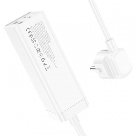 Încărcător desktop AC10A Barry PD65W – alb, cu 4 porturi USB și priză AC, tehnologie GaN de ultimă generație [1]