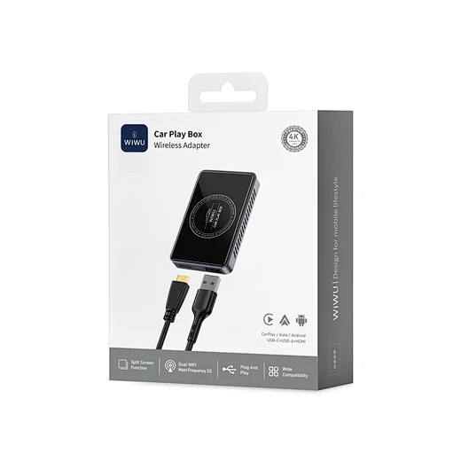 Беспроводной адаптер CarPlay & Android Auto WiWU Wi-CP004 Чёрный – Умная коробка 2-в-1 с HDMI OUT, 5G WiFi и App Store! [8]